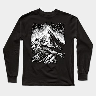 Everest art in linear style Long Sleeve T-Shirt